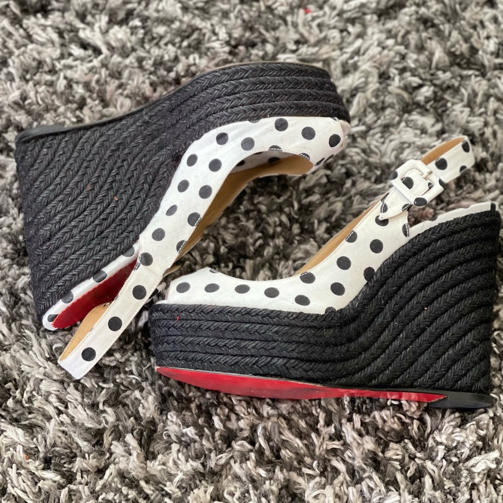Vintage Inspired Christian Louboutin Wedged Sandal.